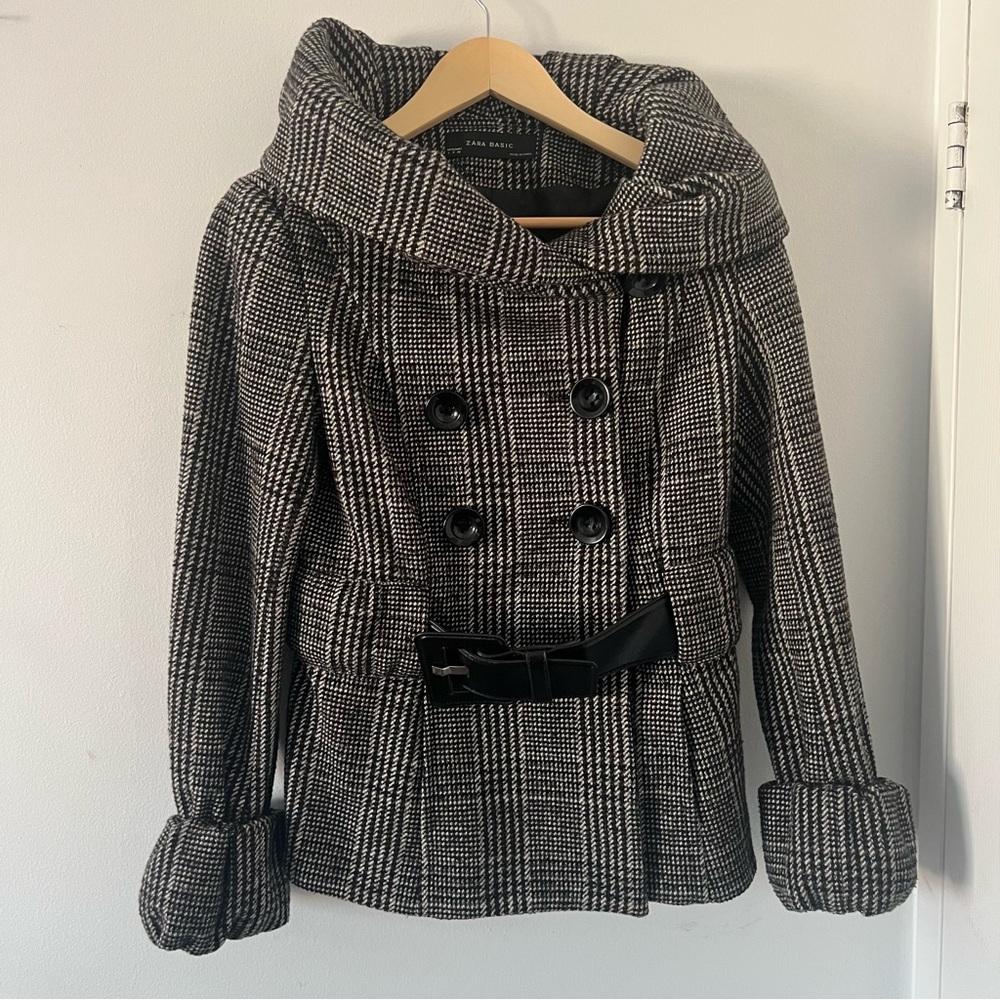 ZARA Basic Plaid Coat – Size S - Picture 8 of 13